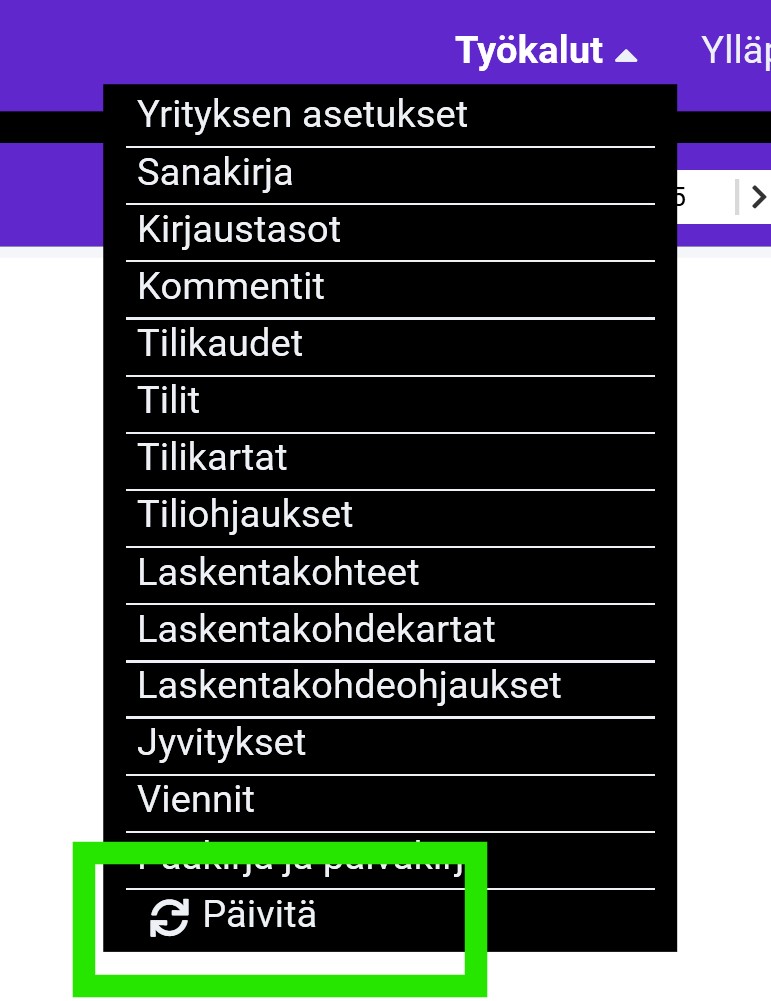 Accuna työkalut päivitä