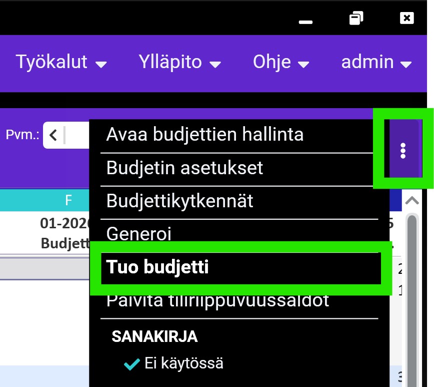Budjetin luonti tuo budjetti