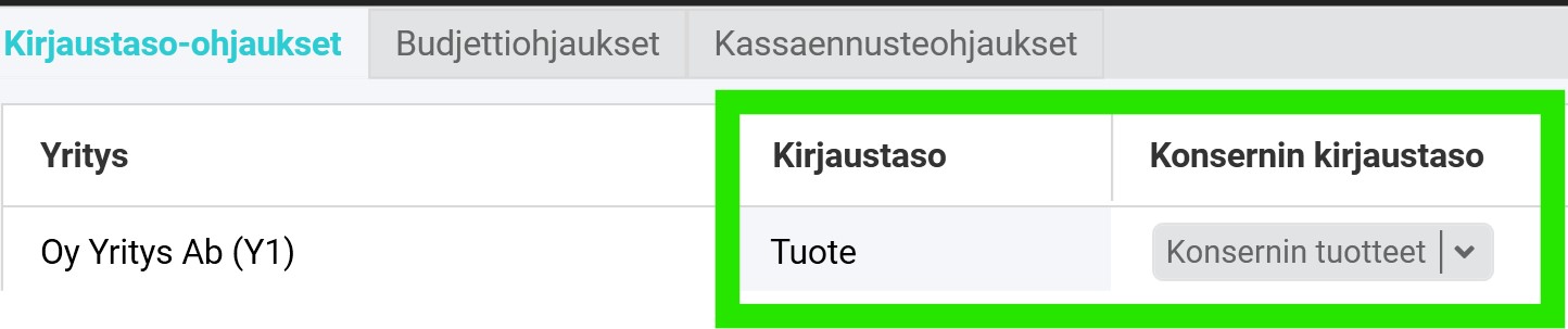 Kirjaustasojen yhdistäminen