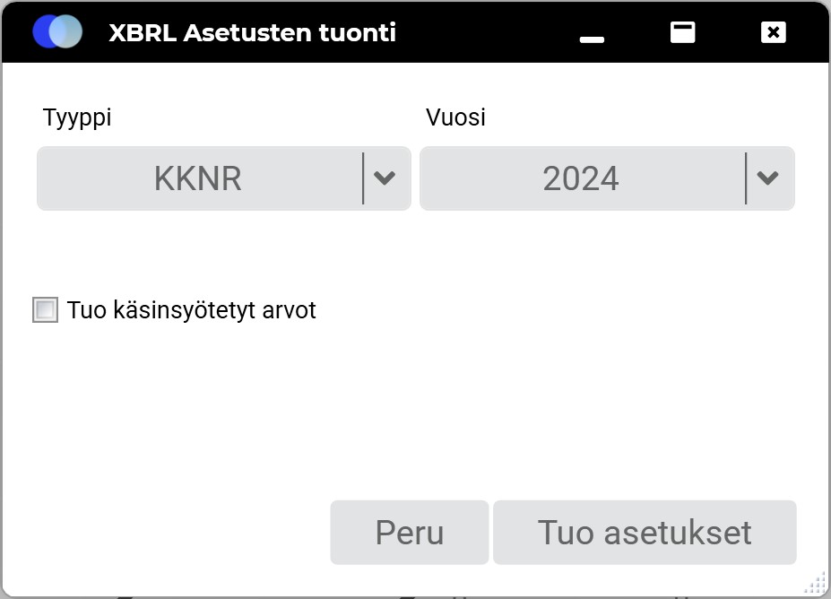 XBRL tuo asetukset